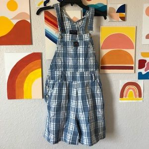 vintage plaid shortalls/overalls
